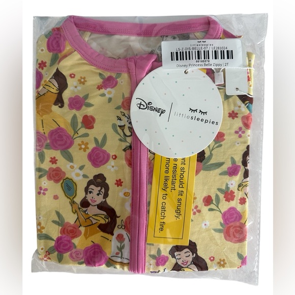 Little Sleepies Other - *New* Little Sleepies Bamboo Zippy Disney Princess Belle Size 2T Long Sleeve